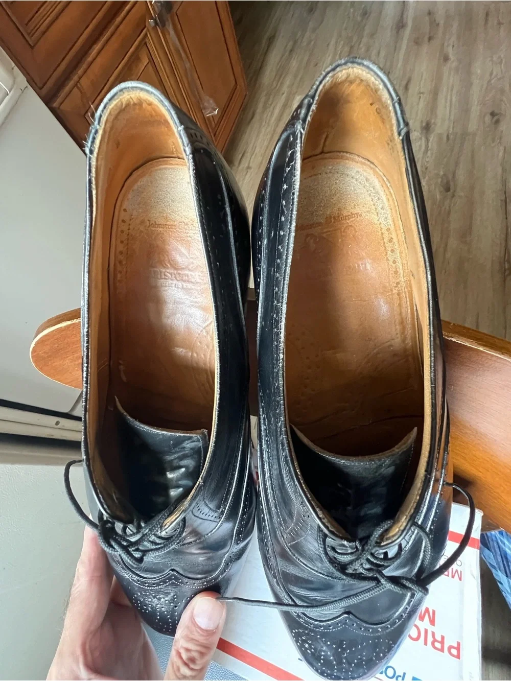 Vintage Aristocraft Men's Black Leather Wingtip Derby Oxfords 11.5 EW
